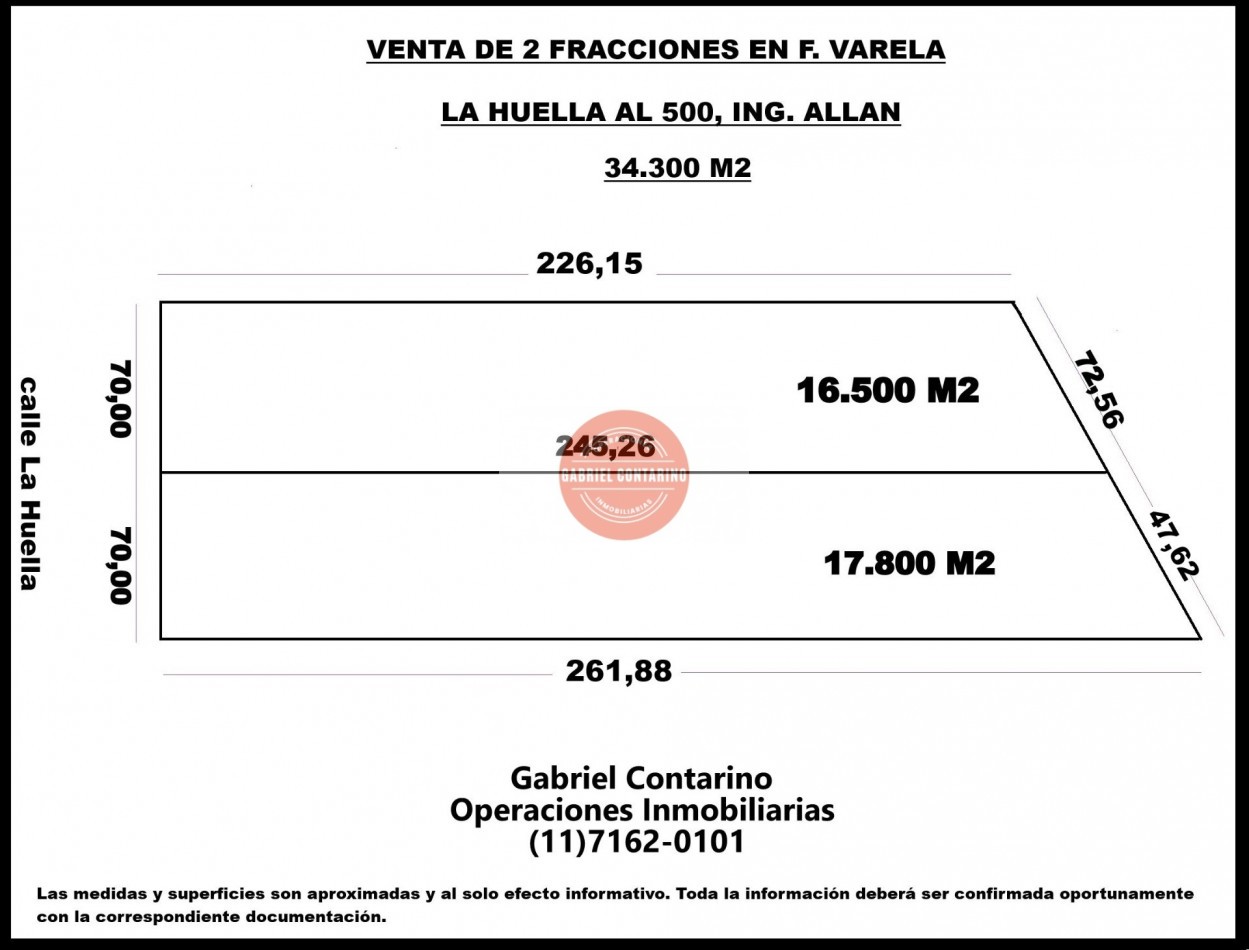 2 Excelentes Fracciones En Ing. Allan, F. Varela - 34.300 M2 - Zona Industrial